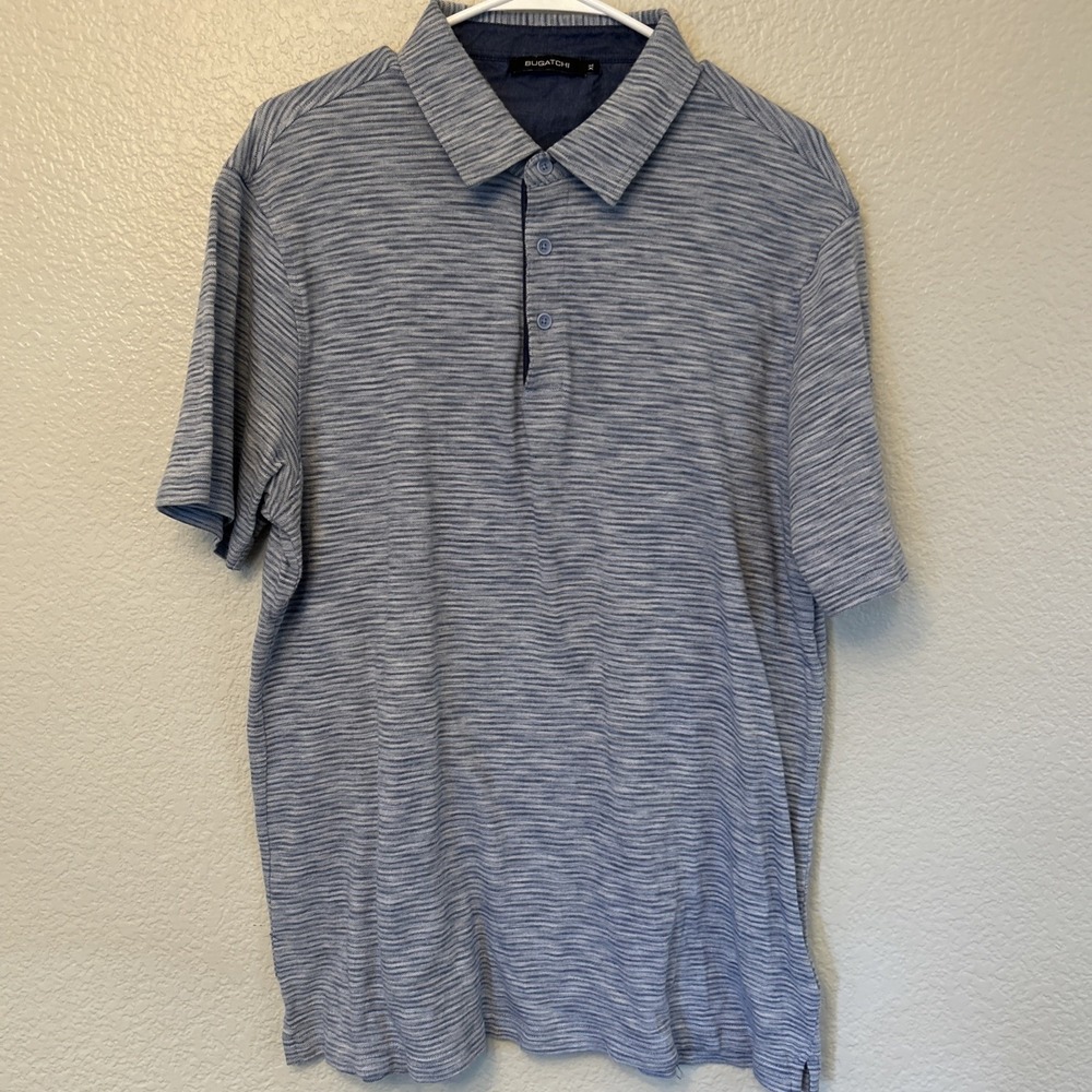 Bugatchi Blue Polo Shirt Men's Stretch Blue Size XL